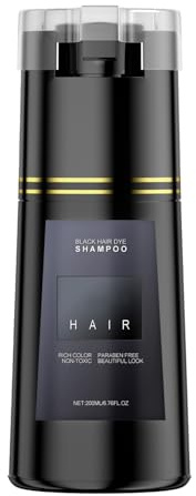 Bupposes Black Dye Shampoo, Hair Color Shampoo, for Men & Women(200ml Black)