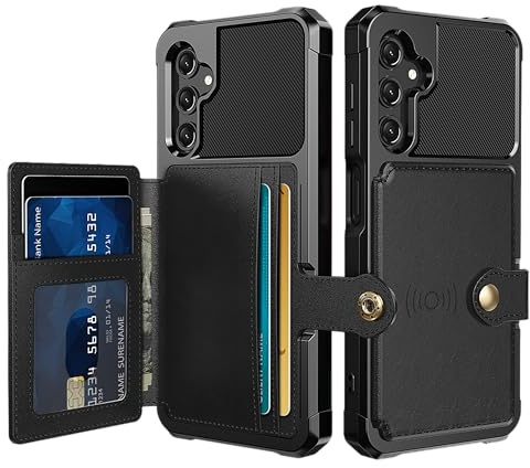 Cazy Coque Compatible avec Samsung Galaxy A15 / A15 5G - Porte-Cartes magnétique - Noir