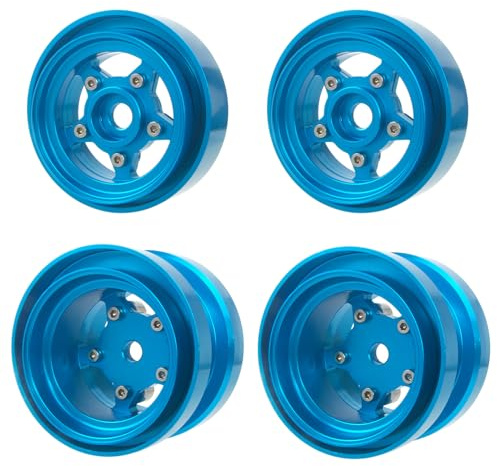 TOOMOD Aluminum Bead Lock Rim Set Wheel Hub Upgrade for Tamiya RC Grasshopper， Hornet， Mighty ，Frog ，Buggy Champ， Fast Attack， Fighting Buggy （Blue）