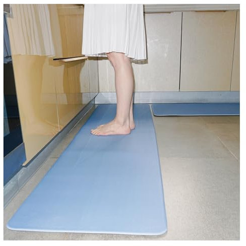 Küchenmatte, gepolstert, 0,31 Zoll, rutschfest, wasserdicht, ergonomisch, bequem, Stehmatte for Küche, Boden, Büro, Waschbecken, Wäscherei(Color:Blue,Size:45x75CM17.7x29.5in)