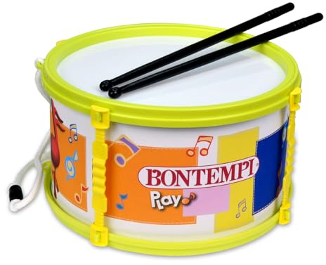 Bontempi | BeatMaster - Tambour et Baguettes de 20cm pour Une Expérience Rythmique Complète, Jaune, 21,5x21,5x11,5 cm