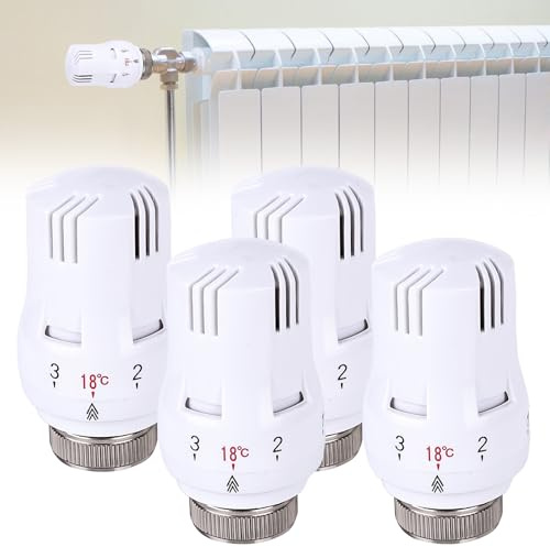 4 cabezales termostáticos: válvula de radiador M 30 x 1,5, termostato termostático, cabezal termostático, válvula hermostática de repuesto, cabezal de hermostato, cabezales de válvula de radiador para