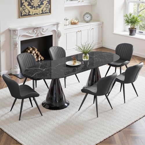 Hawthyhome Esszimmerstühle 6er Set Ergonomischer Stuhl Dunkelgrau | Stühle Esszimmer,Polsterstuhl mit Wasserdichtes Material & Metallbeine,Küchenstuhl für Esszimmer,Wohnzimmer,Balkon,Büro