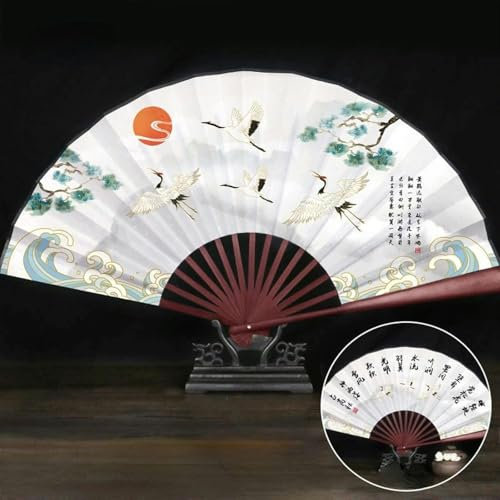 Faltbarer Handfächer, Handventilator Bambus-Handfächer Klassischer Herren-Faltfächer Chinesischer Vintage-Faltfächer aus Bambus-M