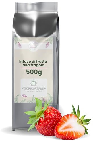 PATRIZIO BRESEGHELLO - Infuso di Frutta Aromatizzato alla Fragola 500 g - Miscela Selezionata con Karkadé, Mela, Fragola, Rosa Canina - Per Tisane Fredde o Calde