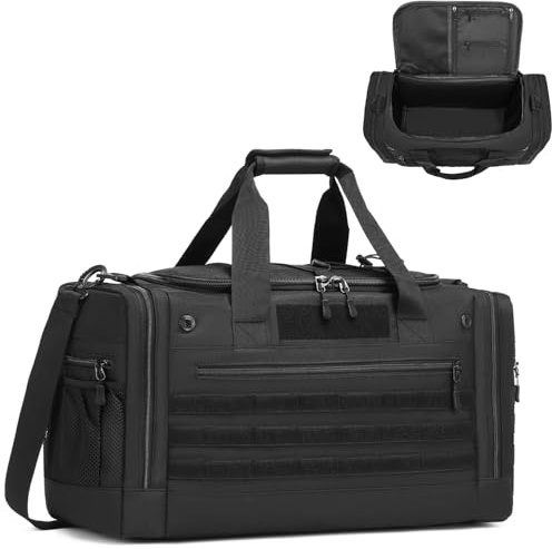 45L Sporttasche Herren mit 2 Trennwänder Reisetasche Einsatztasche | wasserabweisend Sport Duffle Bag mit Laptopfach & Isoliertasche taktische Tasche für Gym Fitness Weekender Sauna