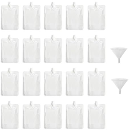 20pcs 500ml Refillable Drink Pouches for Festivals Essentials Festival Accessories Clear Travel Plastic Flasks Cruise Kit Reusable Juice Bags Drink Container Party Christmas Hot Cold Beverage
