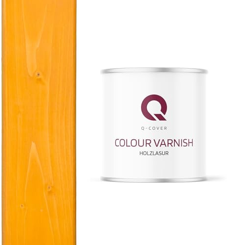 Q-Cover Holzlasur Gold Kiefer 2.5L (ca.13m²-1 Anstrich) Satin Holzschutz Holzschutzlasur Lasur Wasserbasierte Innen Außen Lasur Abperleffekt Für Holz