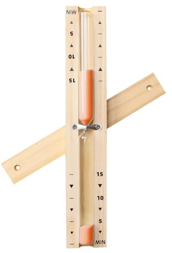 Sanduhr Sauna, Sanduhr 15 Minuten, Orange 15 Minuten Hölzerner Sand, Drehung der Dhamuhr, Reldo De Arena, ist mit Zeitgläsern im Zeitkanal Sandale und Baloo Betäubt