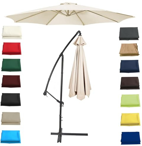 CMJYMX Housse De Rechange pour Parasol, Remplacez L'ancien Auvent, Rechange Toile De Parasol Déporté Remplacement pour Cour/Jardin/Plage(Beige,8 Ribs: 350CM/11.5FT)