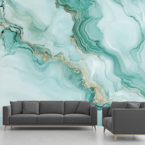 Papel Pintado Mármol Turquesa Póster Gigante de Pared Papel Tapiz Fotográfico Fluido Degradado Abstracto Tejido No Tejido Decoración de Pared - Dormitorio Salón Decorativos Murales (100x70 cm)