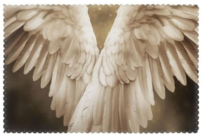 Heat Resistant Placemat Set of 6, Angel Wing Printed Non Slip Table Mats 45x30 CM for Morden Kitchen Home Dining Decor
