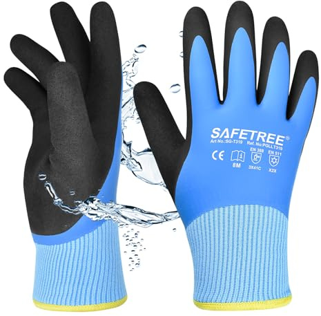 SAFETREE Winter Sicherheitshandschuhe: Wasserdicht, Rutschfest, Kälte- & Schnittschutz - Ideal für Outdoor, Skifahren, Kühllager, Eisfischen - Extrem warme & robuste Arbeitshandschuhe (1, 8/M)