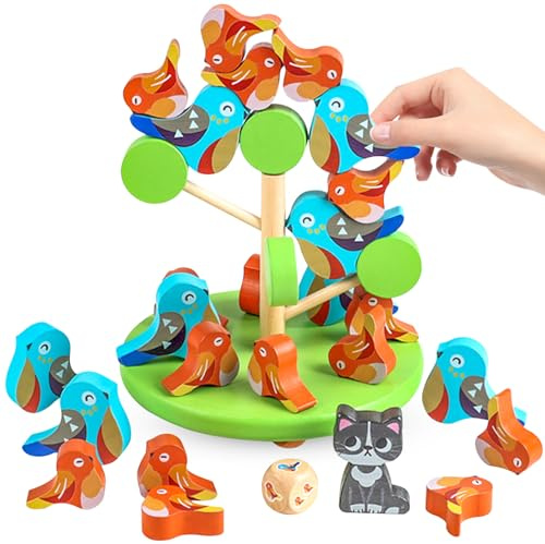 LETTERASHQP Montessori Holzspielzeug ab 1 2 3 4 Jahren Stapelspiel Holztiere Holzspielzeug ab 1 Jahr Balancespiel Holz Stapelspielzeug Feinmotorik Lernspielzeug für Kinder Geschenk