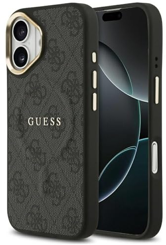 CG MOBILE Guess 4G PU Classic Logo kompatibel mit MagSafe Hülle für iPhone 17 (Schwarz)