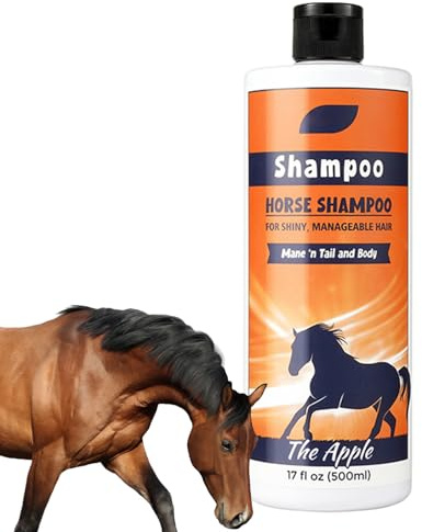 Horse Mane and Tail Shampoo - 500 ml natürlicher (feuchtigkeitsspendendes sanftes), Badlösung, Shine Booster, Schmutzschutzmittel, Bruchreduktion | Pflegevorräte für Reinigung der Pfl