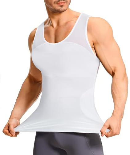 KUMAYES Compressione Uomo Shapewear Canotta Contenitiva Snellente Intimo Modellante Dimagrante Fascia Pancia Sportivo Elasticizzato Fitness Canottiera Dimagrante Pancia (Bianco, S)