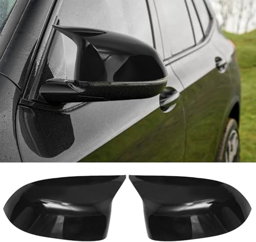 MospdyGear 1 Paar Glänzende Schwarze Rückspiegelabdeckungen im Horn-Stil, Ersatz für BMW X3 G01 2018-2024, Ersatz für BMW X4 G02 2018-2024, Ersatz für BMW X5 G05 2019-2024