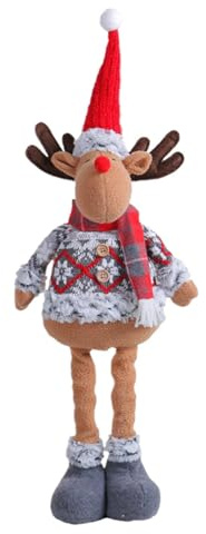 Rurunklee Christmas Decorations 24.4 Plush Reindeer Figurine with Retractable Long Legs Christmas Ornament Home Decorations Doll Soft Door Window Table Tree Holiday Season Decor
