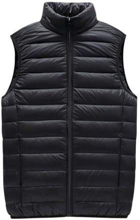 Gilet Piumino Uomo Leggero Giubbotto Giubbino Giacca smanicato Invernale Gilet Imbottito Trapuntato Sottogiacca Piumini smanicato Giubbotto senza Maniche Uomo Casual Taglie Forti Oversize Nero 5XL
