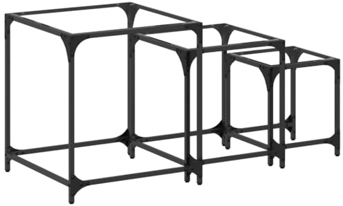 Generic Häckande Soffbord 3 St med Svart Glasskiva Stål, Moderna Trendiga Häckande Soffbord för Sovrum, Vardagsrum, Kontor, Enkelt Underhåll, Mångsidig Funktion, Olika Storlekar för Att (Transparent)