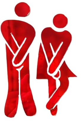 Toilettenschilder, 2 Stück mehrfarbige Männer Frauen Toilettenschild Wandaufkleber abnehmbare Aufkleber DIY Tür(Type B red)