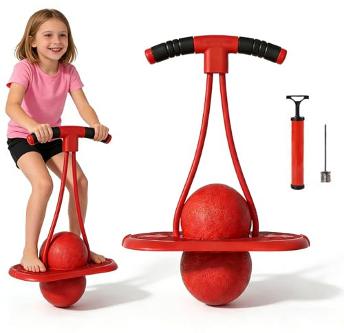 Generisch Pogo Stick Kinder - Balance Hüpfball mit Griff und Platte, Sicherer Hüpfball für Kids, Lautarmes Springbrett für Wohnung & Garten, Förderung von Koordination & Sprungkraft, Violett