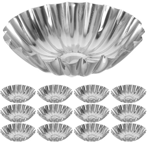 Milisten Moules à Cupcakes en Acier Inoxydable 430, 50 Unités, Motif Floral Polygonal, pour Cuisson de Tartes et Desserts