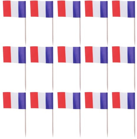 Abaodam 200pcs France Flag Cake Picks Mini Toothpicks Party Fruit Picks French Flag Decorations for Festival Dessert Cupcake Toppers Uk