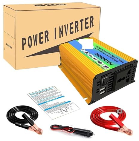 Invertitore di potere, Inverter a onda sinusoidale modificata 3000w 12V Inverter a onda sinusoidale pura Convertitore a onda sinusoidale pura Inverter(3000W Yellow)