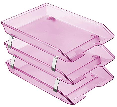 Acrimet Facility 3 Ebenen Briefablage Vorderladung, Letter Tray/A4, Desktop Datei Organizer, Kunststoff (Kristall Rosa Farbe)