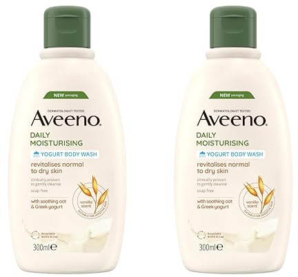 Aveeno Daily Moisturising Yogurt Body Wash, 300 ml (Pack of 2)