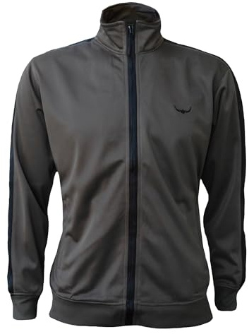 ROCK-IT Apparel Chaqueta de entrenamiento para hombre I Elegante chaqueta de entrenamiento para hombre de estilo retro de primera calidad [S-3XL] con cuello alto y cremallera I verde olive - XL