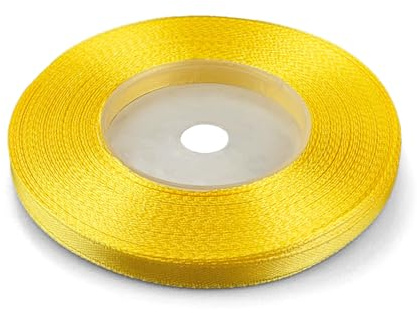 Netuno 1 x satinband gult 6 mm x 32 m band presentband färgat dekorband gult tygband satinrulle satinband gul rosett gåva förpackning satinband rulle gul ribbon silke