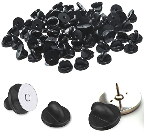 Rücken Schmetterling Kupplung, Anstecker Verschluss Gummi Pin, 100 Stück Gummi Pin Rücken, Ersatz Anstecknadel, Halter-Schließe für Basteln DIY Schmuckherstellung