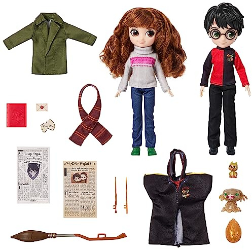 Wizarding World Harry Potter, 20,3cm große Harry Potter- und Hermine Granger-Puppen und Zubehörteile, Geschenkset mit über 20 Teilen, Spielzeug für Kinder