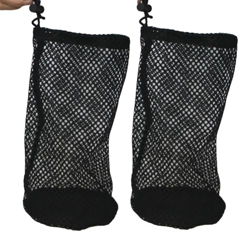 2-Pack Golf Ball & Pickleball Mesh Bag, Golf Balls Bag Sack, Multi-Purpose Net Pouch, Fit for Ping Pong, Bucket Ball, Table Tennis Balls, Household Small Tools Items Storage (L: 5.9x11-inch)