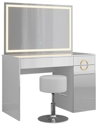 Vicco Schminktisch Weiß Adela 115x76.4x55 cm - Frisiertisch, Funktioniert auch als stilvoller Arbeitsplatz