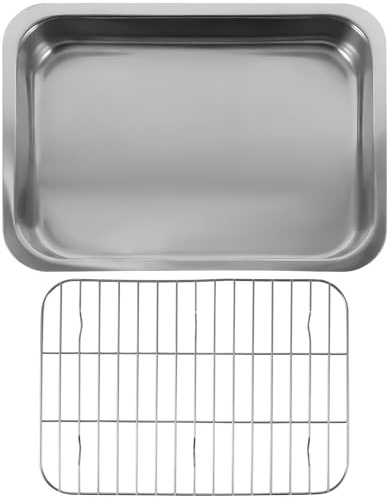HOLIDYOYO 1juego Bandeja De Horno Inoxidable Con Rejilla Práctico Para Hornear Tartas y Postres y Reuniones