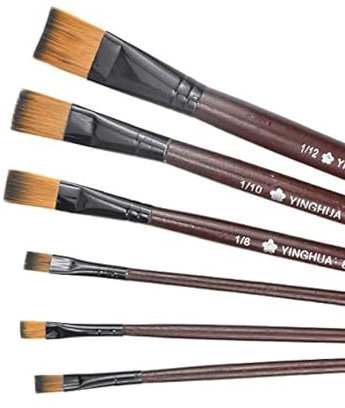 Flat Paint Brush Set, Face Paint Brushes, Oil Painting Brushes, 6 PCS Flat Nylon Paint Brush Set for Artists - Versatile Brushes for Oil & Acrylic Painting