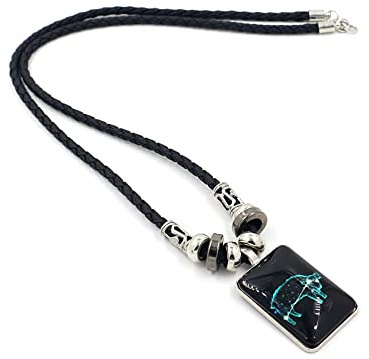 ALTCIRNMD Constellation Necklace for Women Men Black rectangular resin constellation pendant with leather chain 12 Constellation Zodiac Sign Necklace