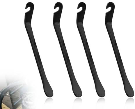 Lhbwhiz 4 Stück Fahrrad Reifenheber,Ergonomisch Fahrradreifen Reparatur Werkzeug,Fahrrad Metall Montierhebel,Installationhebel,fahrradwerkzeug,Schlauch Reifenwechsel Werkzeug,für Fahrräd (12*0.7 cm)