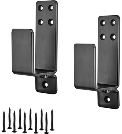 2Pcs 2x4 Door Barricade Brackets, Drop Bar Security Door Brackets Metal U Brackets for Home, Barn, Shed, Garage, Gate Door Security (Black)