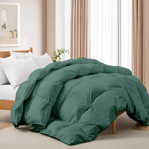 Deodar Bettdecke Daunendecke 155x220 | Ganzjahresdecke mit Daunen Federn 1135 GR. | Flaumige Steppdecke Schalfdecke 100% Baumwoll Bettbezug Atmungsaktiv & Waschbar | Öko-Tex RDS | Grün