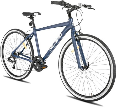 Hiland 28 Zoll Rennrad Citybike für Herren und Damen, 7-Gang City Pendlerfahrrad für Erwachsene, 700C Blau Fahrrad