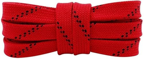 Uteruik Flache Schnürsenkel für Eishockeyschuhe, 1 cm breit, Rot, Sport, Eishockeyschuhe, Saiten, Stiefel, Seile für Kinder und Erwachsene, 244 cm, 1 Paar, rot, 244cm