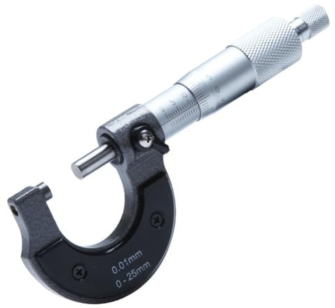 Micrometro di Precisione con Calibro Metrico Esterno da 0 A 25 mm con Passo di 0,01 Mm. Strumento di Misurazione Micrometrico Meccanico.