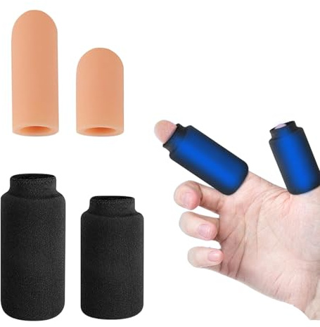 Finger Ice Pack,2 PCS Finger Cold Gel Ice Pack and 2 Pcs Silicone Finger Protectors,Finger Ice Sleeves,Reusable Cryotherapy Compression Sleeve for Finger Toe Injury Tendonitis Gout Sprains