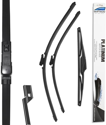 Wiptron Platinum Wiper Blade Set fits: FIAT 500 Hatchback (Oct 2007 Onwards) Durable, Aerodynamic Front and Rear Wiper Blades with Consistent All-Climate Efficiency