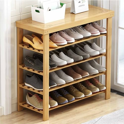 XL Superb Bamboo Shoe Rack Bench, Surface Waterproof, Smooth Rounded Corners, Space-saving, Ideal for Bedrooms, Hallways, and Walk-in Closets Wood 5F 69cm